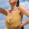 RIRI COWL NECK RHINESTONE BRALETTE -helmut shop riri cowl neck rhinestone bralette gold 1 1
