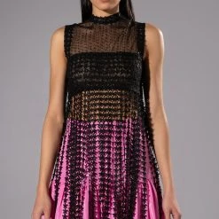 RIVER LACE FRINGED SLEEVELESS TOP -helmut shop river lace fringed sleeveless top black 3 3 c1