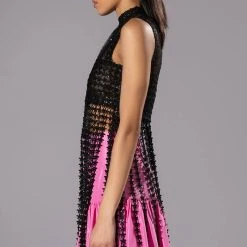 RIVER LACE FRINGED SLEEVELESS TOP -helmut shop river lace fringed sleeveless top black 4 4 c1