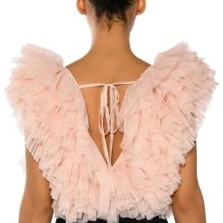 ROMANTIC TULLE RUFFLE BODYSUIT -helmut shop romantic tulle ruffle bodysuit beige multi 6 6 c1