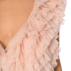 ROMANTIC TULLE RUFFLE BODYSUIT -helmut shop romantic tulle ruffle bodysuit beige multi 8 8