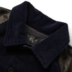 RRL FARWELL CORDUROY VARSITY JACKET -helmut shop rrlFARWELLCORDUROYVARSITYJKTBLKDEEPNVYM782890786001 6