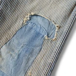 RRL WESTRIDGE REPAIRED OVERALLS -helmut shop rrlWESTRIDGEREPAIREDOVERALLINDIGOTICKINGSTRIPEM782891634001 3