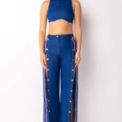 RUN IT UP CROPPED DENIM TOP -helmut shop run it up cropped denim top dark blue denim 7 7