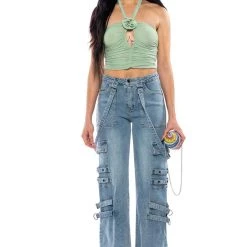 SADIE SAGE GREEN KEYHOLE HALTER TOP -helmut shop sadie sage green keyhole halter top green 3 3 c1