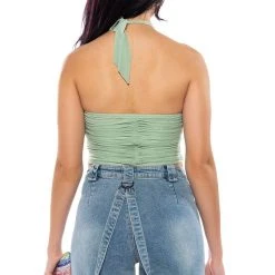 SADIE SAGE GREEN KEYHOLE HALTER TOP -helmut shop sadie sage green keyhole halter top green 6 6