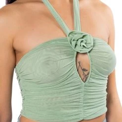 SADIE SAGE GREEN KEYHOLE HALTER TOP -helmut shop sadie sage green keyhole halter top green 7 7