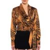 SAFARI SATIN PRINTED BLOUSE -helmut shop safari satin printed blouse brown multi 1 1