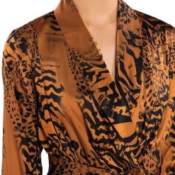 SAFARI SATIN PRINTED BLOUSE -helmut shop safari satin printed blouse brown multi 7 7