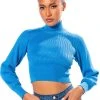 SAGE CROPPED TURTLENECK SWEATER -helmut shop sage cropped turtleneck sweater blue 1 1