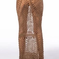 SAND DUNES LONG SLEEVE CROCHET TOP AND MAXI SKIRT SET -helmut shop sand dunes long sleeve crochet top and maxi skirt set brown 8 8