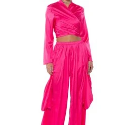 SAUCY VNECK WRAP TOP -helmut shop saucy vneck wrap top pink 4 4