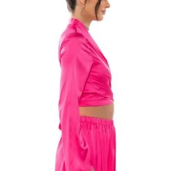 SAUCY VNECK WRAP TOP -helmut shop saucy vneck wrap top pink 6 6