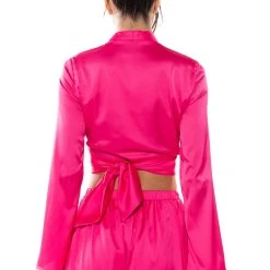 SAUCY VNECK WRAP TOP -helmut shop saucy vneck wrap top pink 7 7