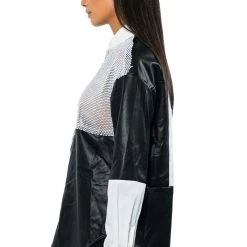 SAY IT AGAIN BUTTON UP BLOUSE WITH RHINESTONE TRIM -helmut shop say it again button up blouse with rhinestone trim black white 6 6 c1 c1 c1