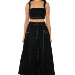 SECRET ADMIRER DENIM MAXI SKIRT -helmut shop secret admirer denim maxi skirt black 3 3