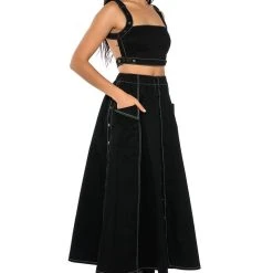 SECRET ADMIRER DENIM MAXI SKIRT -helmut shop secret admirer denim maxi skirt black 4 4