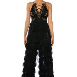 SEE ME SOMETIME CROSS FRONT LACE BODYSUIT -helmut shop see me sometime cross front lace bodysuit black 2 2