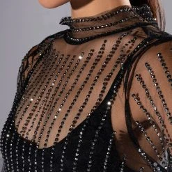 SELENA LONG SLEEVE EMBELLISHED TOP 12 SELENA LONG SLEEVE EMBELLISHED TOP -helmut shop selena long sleeve embellished top black grey 5 5