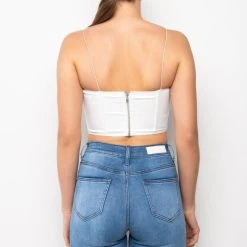 SELF CONTROL LACE UP RHINESTONE SATIN CORSET -helmut shop self control lace up rhinestone satin corset white 6 6