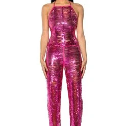 SENORITA EMBELLISHED HALTER TOP IN PINK -helmut shop senorita embellished halter top pink 3 3