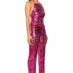 SENORITA EMBELLISHED HALTER TOP IN PINK -helmut shop senorita embellished halter top pink 4 4