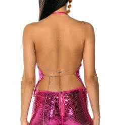 SENORITA EMBELLISHED HALTER TOP IN PINK -helmut shop senorita embellished halter top pink 6 6