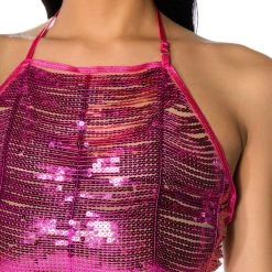 SENORITA EMBELLISHED HALTER TOP IN PINK -helmut shop senorita embellished halter top pink 7 7