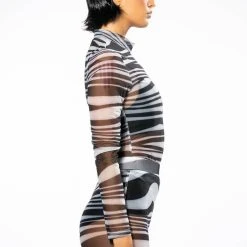 SET YOU STRAIGHT LONG SLEEVE MOCK NECK MESH BODYSUIT 11 SET YOU STRAIGHT LONG SLEEVE MOCK NECK MESH BODYSUIT -helmut shop set you straight long sleeve mock neck mesh bodysuit black white 4 4