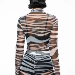 SET YOU STRAIGHT LONG SLEEVE MOCK NECK MESH BODYSUIT 12 SET YOU STRAIGHT LONG SLEEVE MOCK NECK MESH BODYSUIT -helmut shop set you straight long sleeve mock neck mesh bodysuit black white 5 5