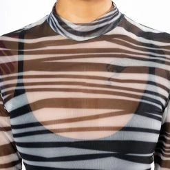 SET YOU STRAIGHT LONG SLEEVE MOCK NECK MESH BODYSUIT 13 SET YOU STRAIGHT LONG SLEEVE MOCK NECK MESH BODYSUIT -helmut shop set you straight long sleeve mock neck mesh bodysuit black white 6 6