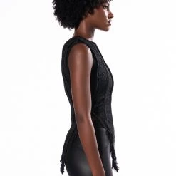 SEXY LACE PANEL SLEEVELESS MESH BLOUSE -helmut shop sexy lace panel sleeveless mesh blouse black 4 4