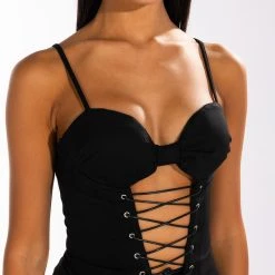 SEXY LIL THANG LACE UP CORSET TANK -helmut shop sexy lil thang lace up corset tank black 6 6