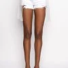 SHADOW TULLE DETAIL ZIPPER DENIM SHORT
