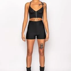 SHAKE IT FRINGE DETAIL BANDAGE SHORT -helmut shop shake it fringe detail bandage short black 10 10