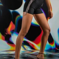 SHAKE IT FRINGE DETAIL BANDAGE SHORT -helmut shop shake it fringe detail bandage short black 1 1 c1