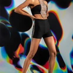 SHAKE IT FRINGE DETAIL BANDAGE SHORT -helmut shop shake it fringe detail bandage short black 3 3 c1