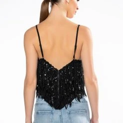 SHAKE IT SEQUIN FRINGE TANK TOP 10 SHAKE IT SEQUIN FRINGE TANK TOP -helmut shop shake it sequin fringe tank top black 5 5