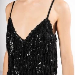 SHAKE IT SEQUIN FRINGE TANK TOP 11 SHAKE IT SEQUIN FRINGE TANK TOP -helmut shop shake it sequin fringe tank top black 6 6