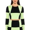 SHEGO SOFT STRETCH LONG SLEEVE CROP TOP -helmut shop shego soft stretch long sleeve crop top green multi 1 1