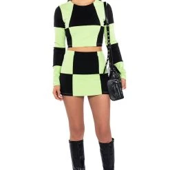 SHEGO SOFT STRETCH LONG SLEEVE CROP TOP -helmut shop shego soft stretch long sleeve crop top green multi 3 3