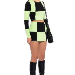 SHEGO SOFT STRETCH LONG SLEEVE CROP TOP -helmut shop shego soft stretch long sleeve crop top green multi 4 4