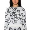 SHE'S GIVING ART REVERSIBLE LONG SLEEVE HOODED SWEATER -helmut shop shes giving art long sleeve hooded sweater white multi 1 1