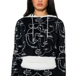 SHE'S GIVING ART REVERSIBLE LONG SLEEVE HOODED SWEATER -helmut shop shes giving art long sleeve hooded sweater white multi 2 2