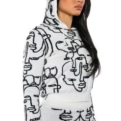 SHE'S GIVING ART REVERSIBLE LONG SLEEVE HOODED SWEATER -helmut shop shes giving art long sleeve hooded sweater white multi 3 3