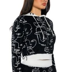 SHE'S GIVING ART REVERSIBLE LONG SLEEVE HOODED SWEATER -helmut shop shes giving art long sleeve hooded sweater white multi 4 4