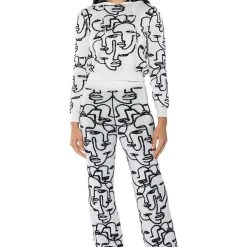 SHE'S GIVING ART REVERSIBLE LONG SLEEVE HOODED SWEATER -helmut shop shes giving art long sleeve hooded sweater white multi 5 5