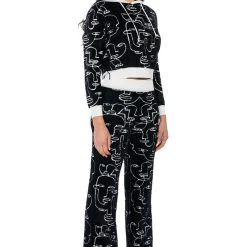 SHE'S GIVING ART REVERSIBLE LONG SLEEVE HOODED SWEATER -helmut shop shes giving art long sleeve hooded sweater white multi 6 6