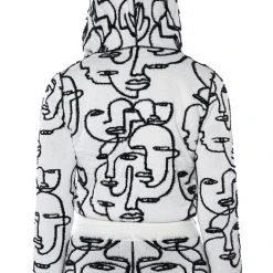 SHE'S GIVING ART REVERSIBLE LONG SLEEVE HOODED SWEATER -helmut shop shes giving art long sleeve hooded sweater white multi 8 8