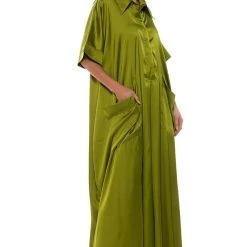 SHE'S RICH OVERSIZED SATIN JUMPSUIT IN GREEN -helmut shop shes rich oversized satin jumpsuit in green green 2 2